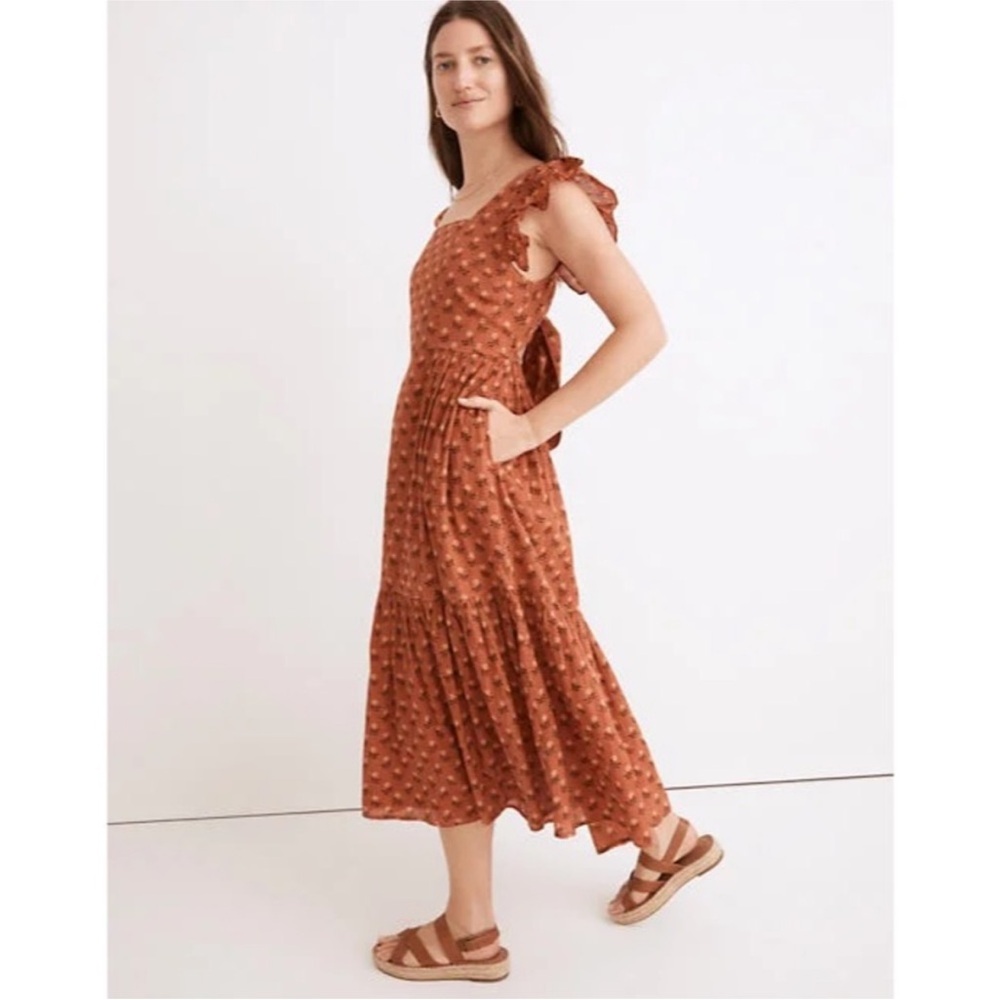Madewell Terracotta Floral Midi Dress - Picture 2 of 7
